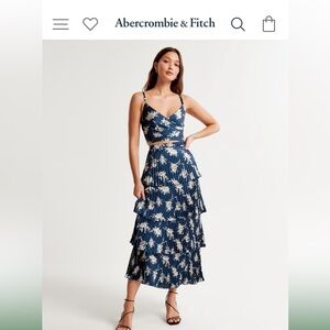 Satin Pleated Tiered Midi dress